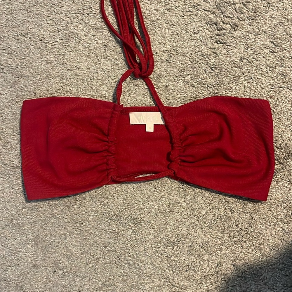 Meshki Red Strappy Bandeau Top